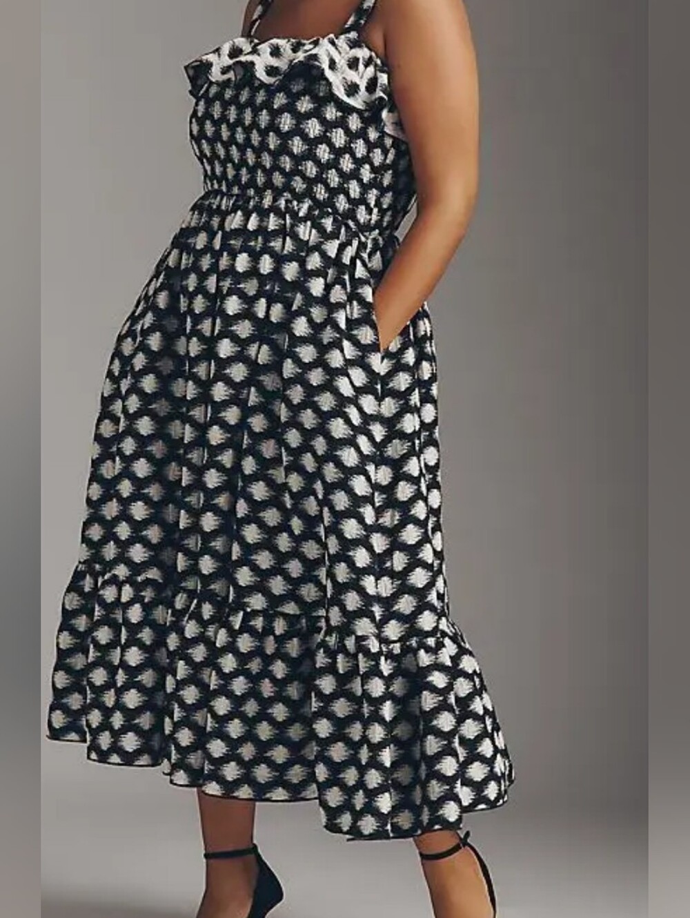 MAUDE CLUB Black & White Polka Dot Dress